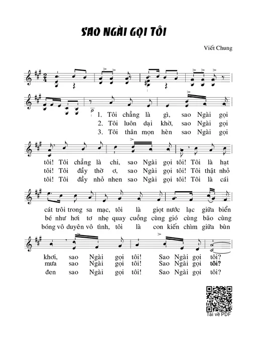 Sheet nhạc PDF bài Sao Ngài gọi tôi