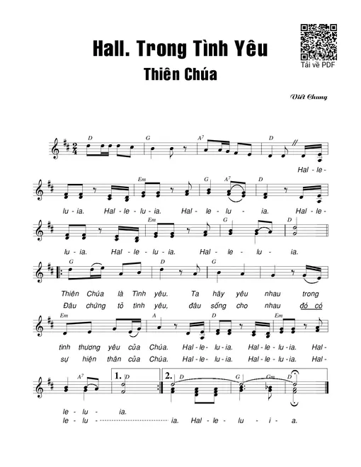 Sheet nhạc PDF bài Alleluia Trong tình yêu Thiên Chúa