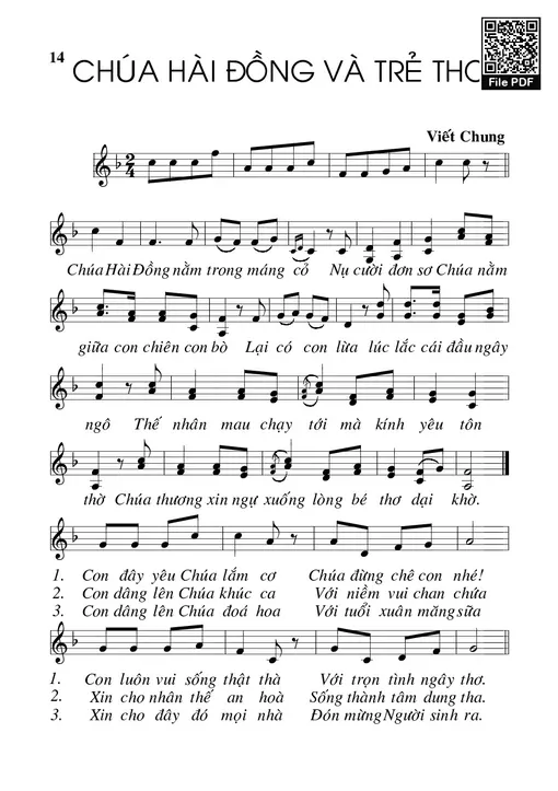Sheet nhạc PDF bài Chúa Hài Đồng và trẻ thơ