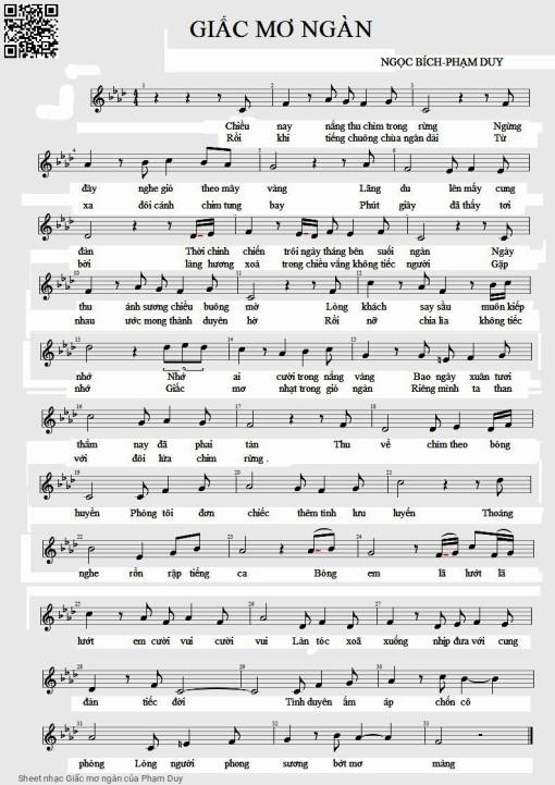 Sheet nhạc PDF bài Giấc mơ ngàn