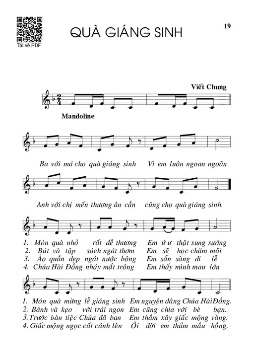 Sheet nhạc PDF bài Quà Giáng Sinh