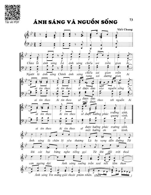 Sheet nhạc PDF bài Ánh sáng và nguồn sống
