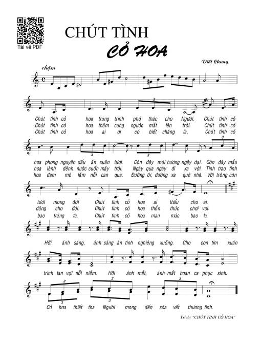 Sheet nhạc PDF bài Chút tình cỏ hoa