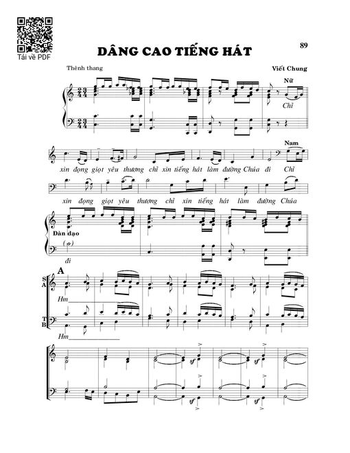 Sheet nhạc PDF bài Dâng cao tiếng hát