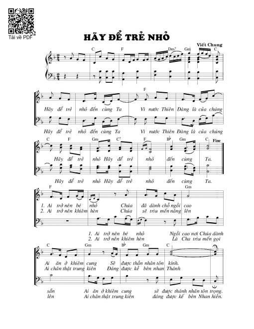 Sheet nhạc PDF bài Hãy để trẻ nhỏ