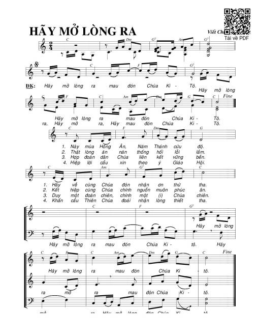 Sheet nhạc PDF bài Hãy mở lòng