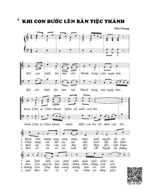Sheet nhạc PDF bài Khi con bước lên bàn tiệc thánh