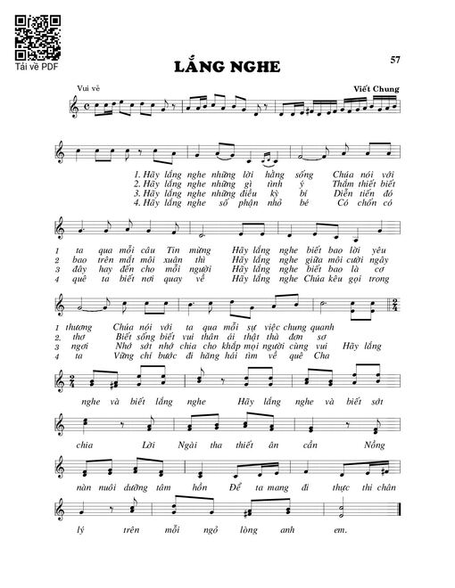 Sheet nhạc PDF bài Lắng nghe - Viết Chung