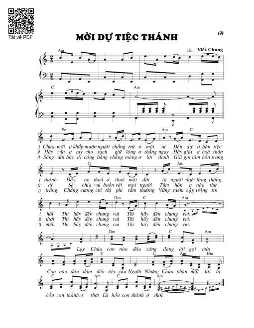 Sheet nhạc PDF bài Mời dự tiệc thánh