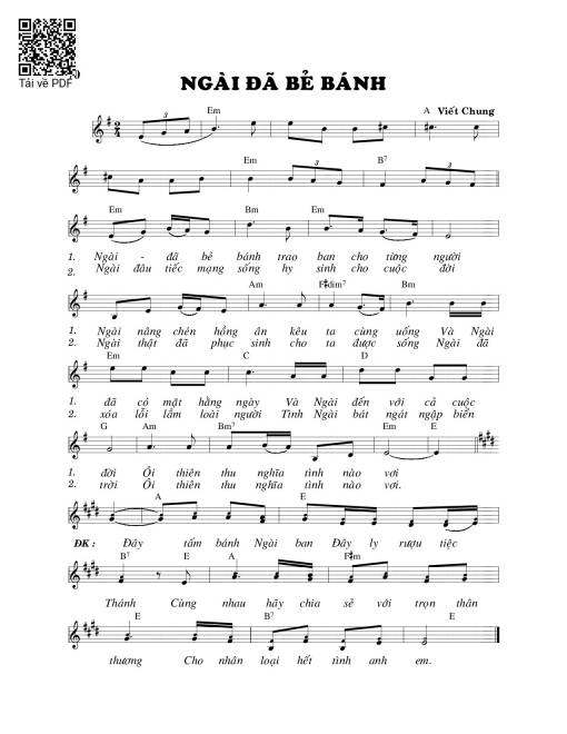 Sheet nhạc PDF bài Ngài đã bẻ bánh