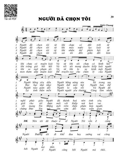 Sheet nhạc PDF bài Người đã chọn tôi