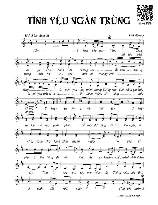Sheet nhạc PDF bài Tình yêu ngàn trùng