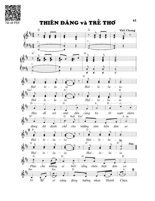 Sheet nhạc PDF bài Thiên đàng và trẻ nhỏ