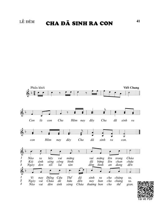 Sheet nhạc PDF bài Cha đã sinh ra con