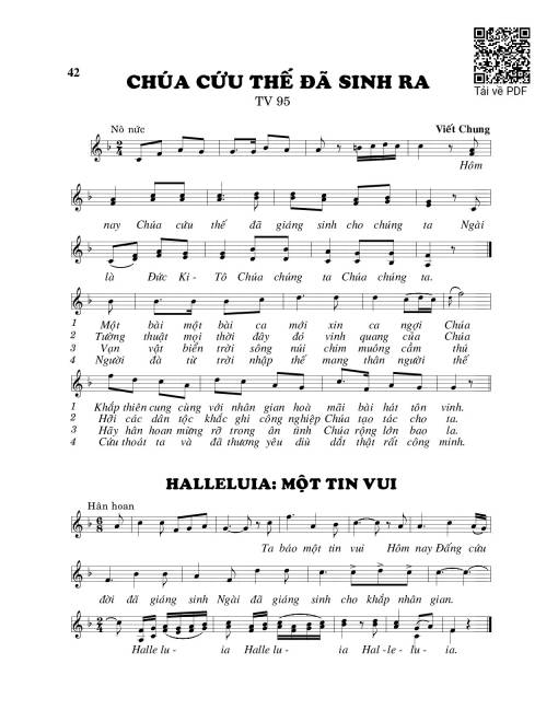 Sheet nhạc PDF bài Chúa cứu thế đã sinh ra (Thánh Vịnh 95)