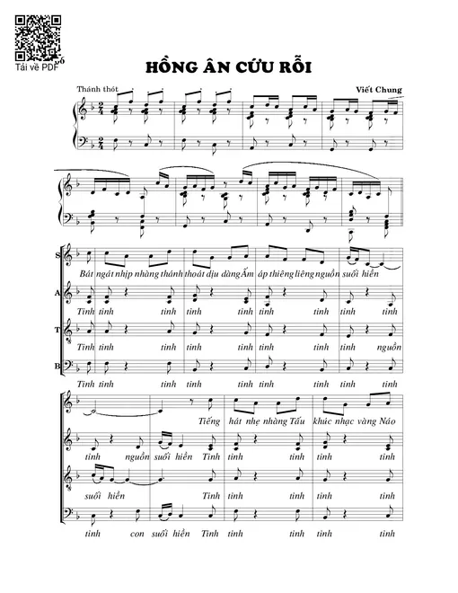Sheet nhạc PDF bài Hồng ân cứu rỗi