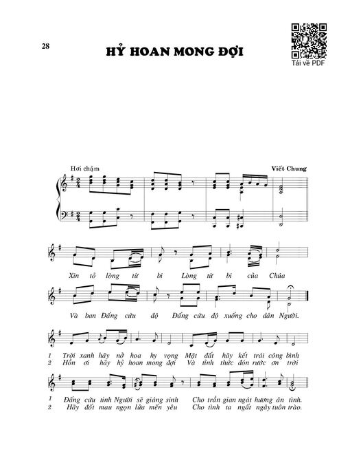Sheet nhạc PDF bài Hỷ hoan mong đợi