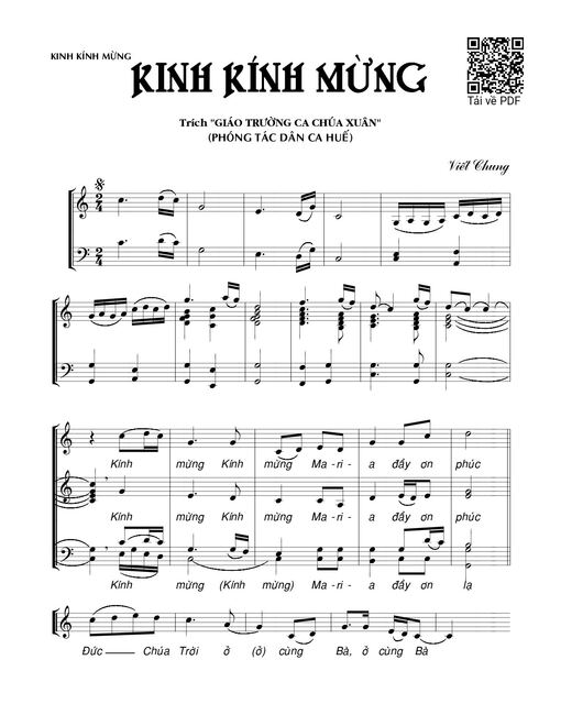 Sheet nhạc PDF bài Kinh kính mừng