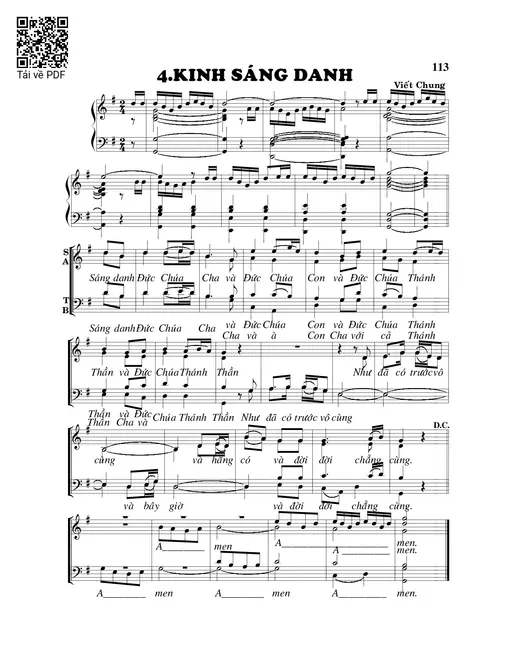 Sheet nhạc PDF bài Kinh sáng danh