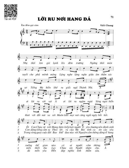 Sheet nhạc PDF bài Lời ru hang đá