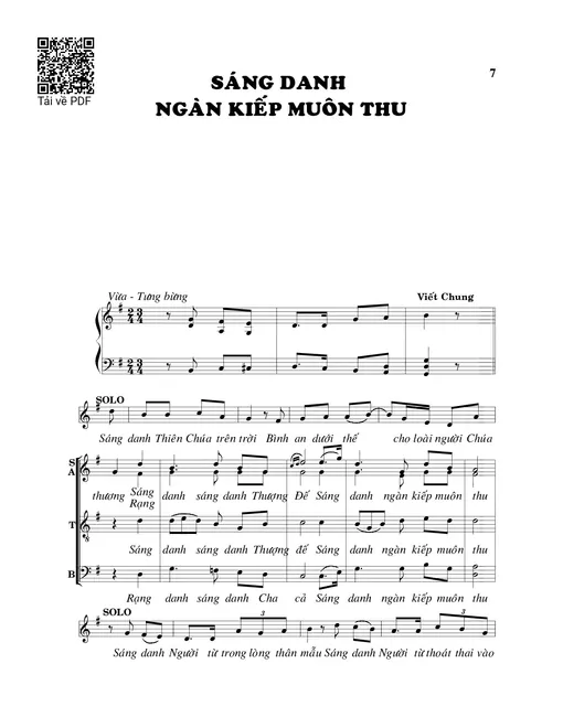 Sheet nhạc PDF bài Sáng danh ngàn kiếp muôn thu