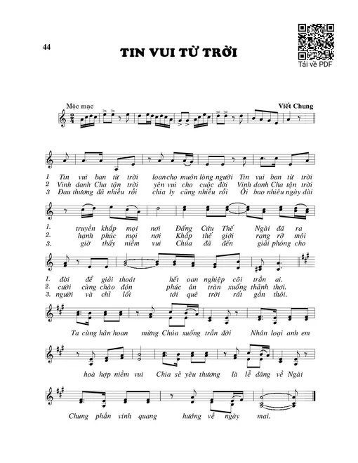 Sheet nhạc PDF bài Tin vui từ trời