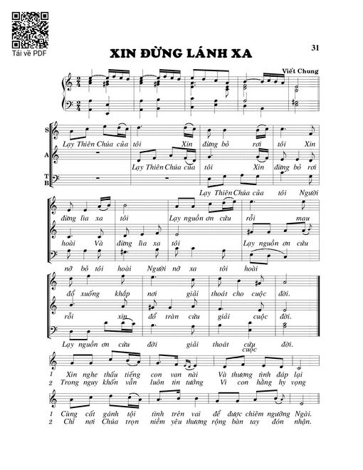 Sheet nhạc PDF bài Xin đừng lánh xa