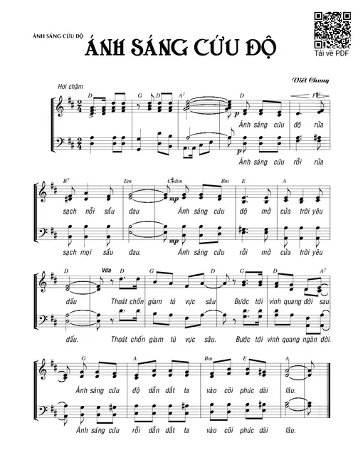 Sheet nhạc PDF bài Ánh sáng cứu độ