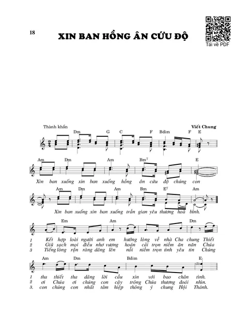 Sheet nhạc PDF bài Xin ban hồng ân cứu độ