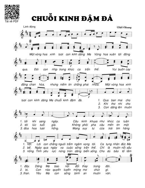 Sheet nhạc PDF bài Chuỗi kinh đậm đà