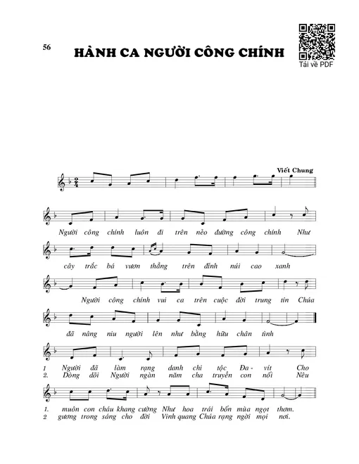 Sheet nhạc PDF bài Hành ca người công chính
