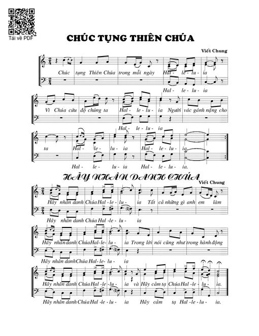 Sheet nhạc PDF bài Hãy nhân danh Chúa