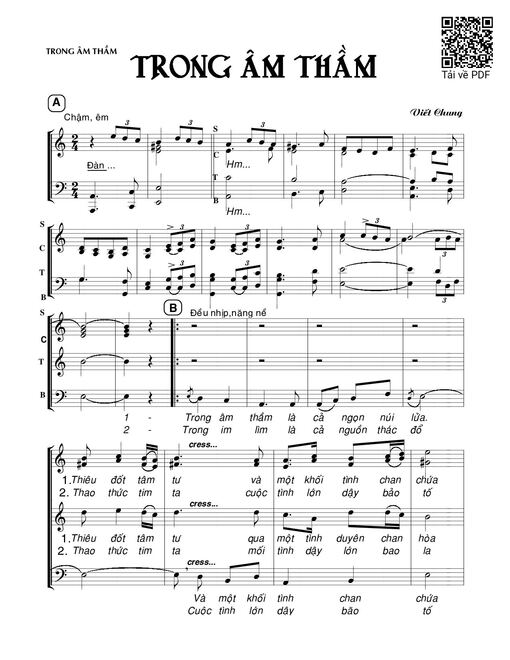 Sheet nhạc PDF bài Trong âm thầm