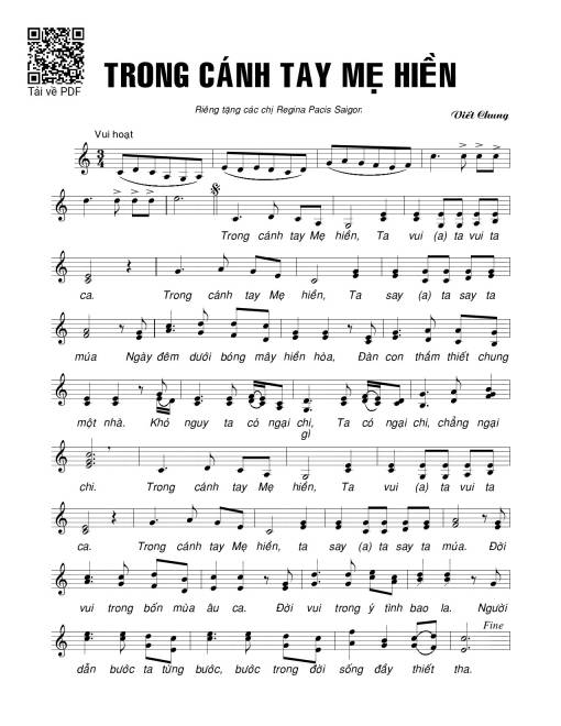 Sheet nhạc PDF bài Trong cánh tay Mẹ hiền