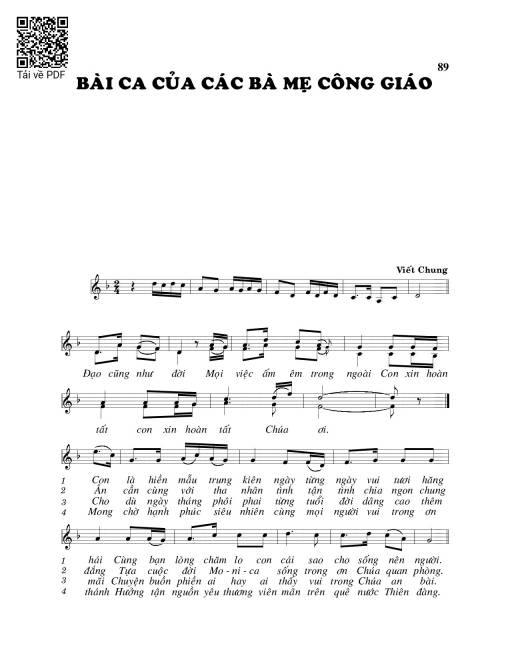 Sheet nhạc PDF bài Bài ca các bà mẹ công giáo