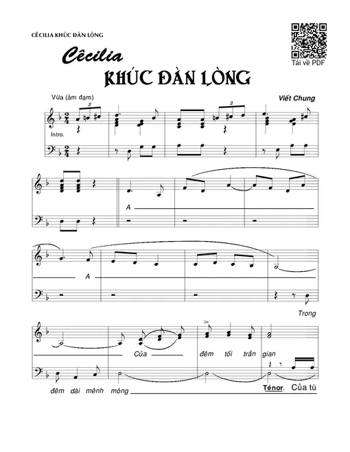 Sheet nhạc PDF bài Cecilia khúc đàn lòng