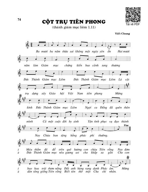 Sheet nhạc PDF bài Cột trụ tiên phong