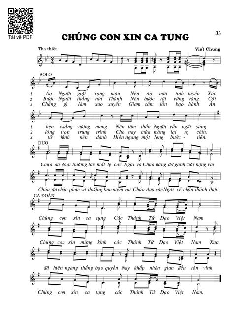 Sheet nhạc PDF bài Chúng con xin ca tụng