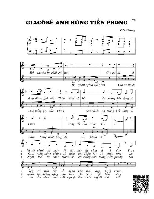 Sheet nhạc PDF bài Giacobe anh hùng tiên phong