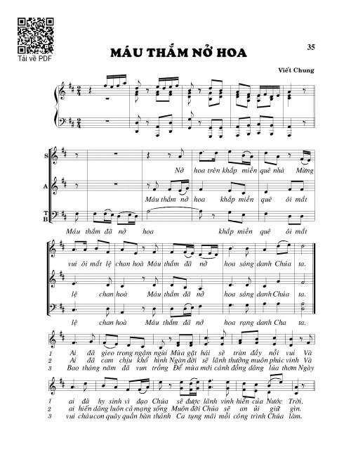 Sheet nhạc PDF bài Máu thắm nở hoa