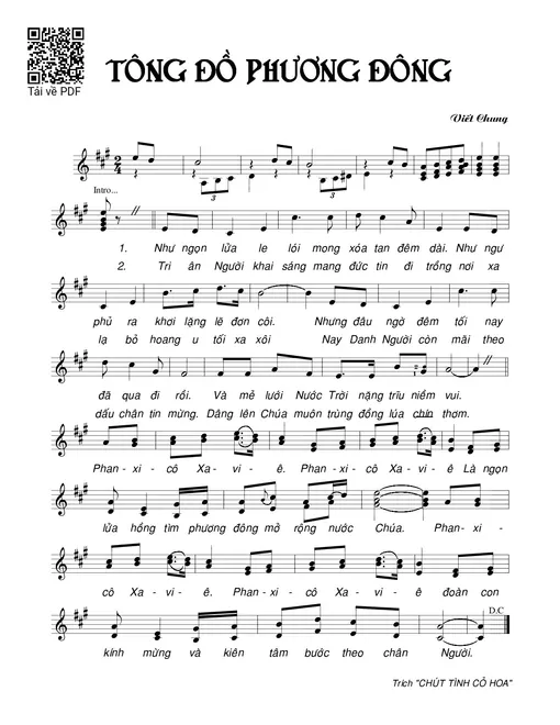 Sheet nhạc PDF bài Tông đồ phương đông