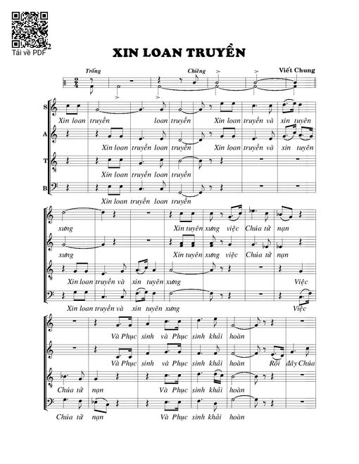 Sheet nhạc PDF bài Xin loan truyền