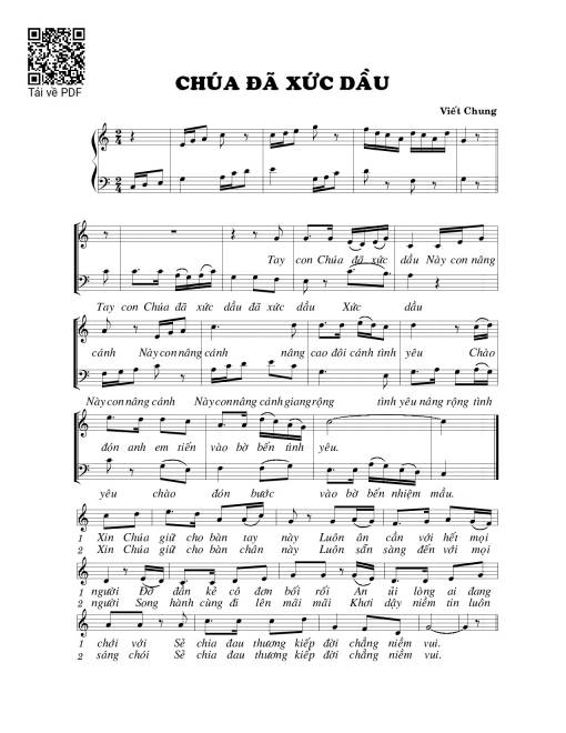 Sheet nhạc PDF bài Chúa đã xức dầu