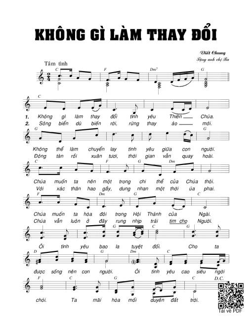 Sheet nhạc PDF bài Không gì làm thay đổi