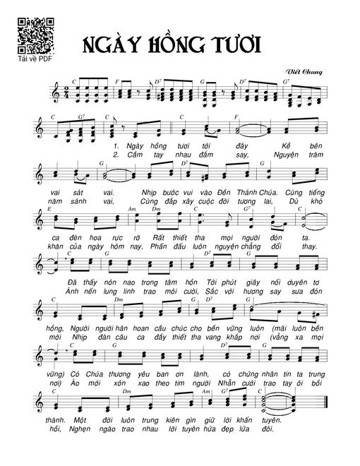 Sheet nhạc PDF bài Ngày hồng tươi