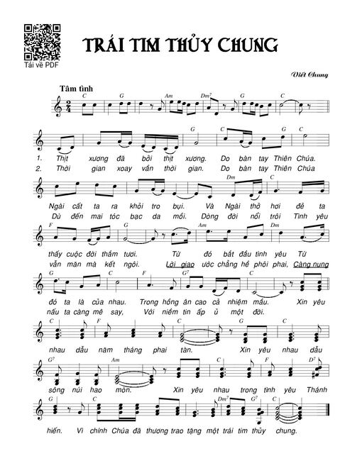 Sheet nhạc PDF bài Trái tim chung thủy