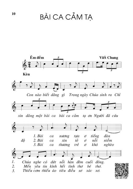Sheet nhạc PDF bài Bài ca cảm tạ