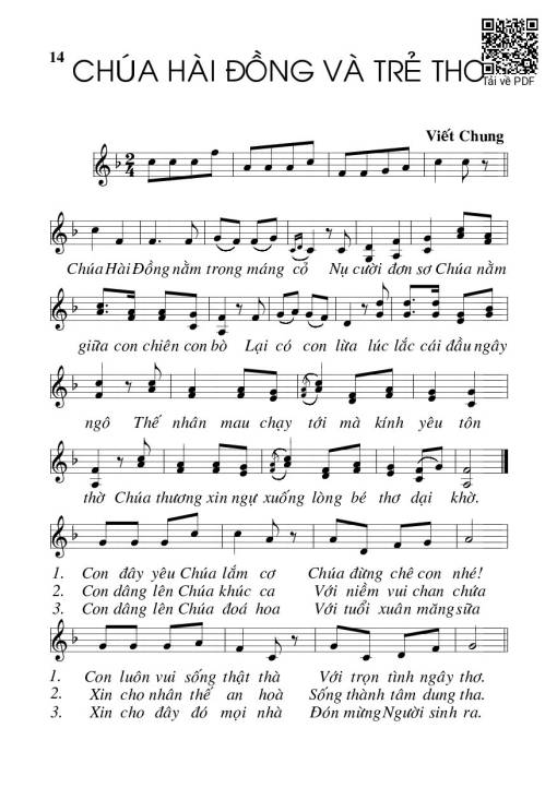 Sheet nhạc PDF bài Chúa hài đồng và trẻ thơ