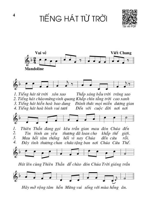 Sheet nhạc PDF bài Tiếng hát từ trời
