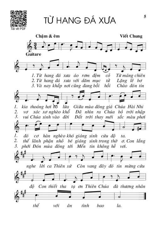 Sheet nhạc PDF bài Từ hang đá xưa